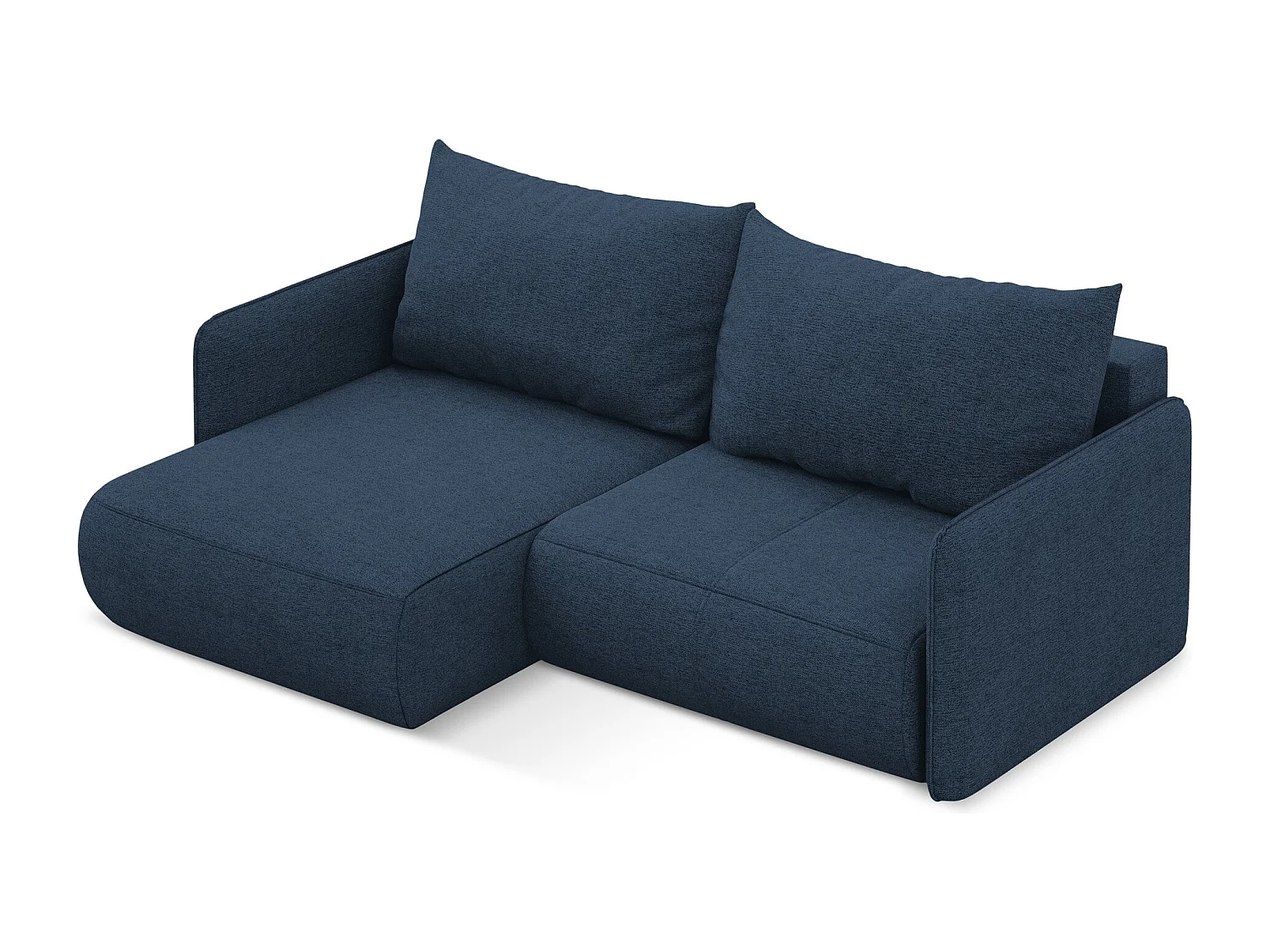 Canapé d’angle 2,5 places gauche convertible en tissu chenille - bleu royal - NANEA