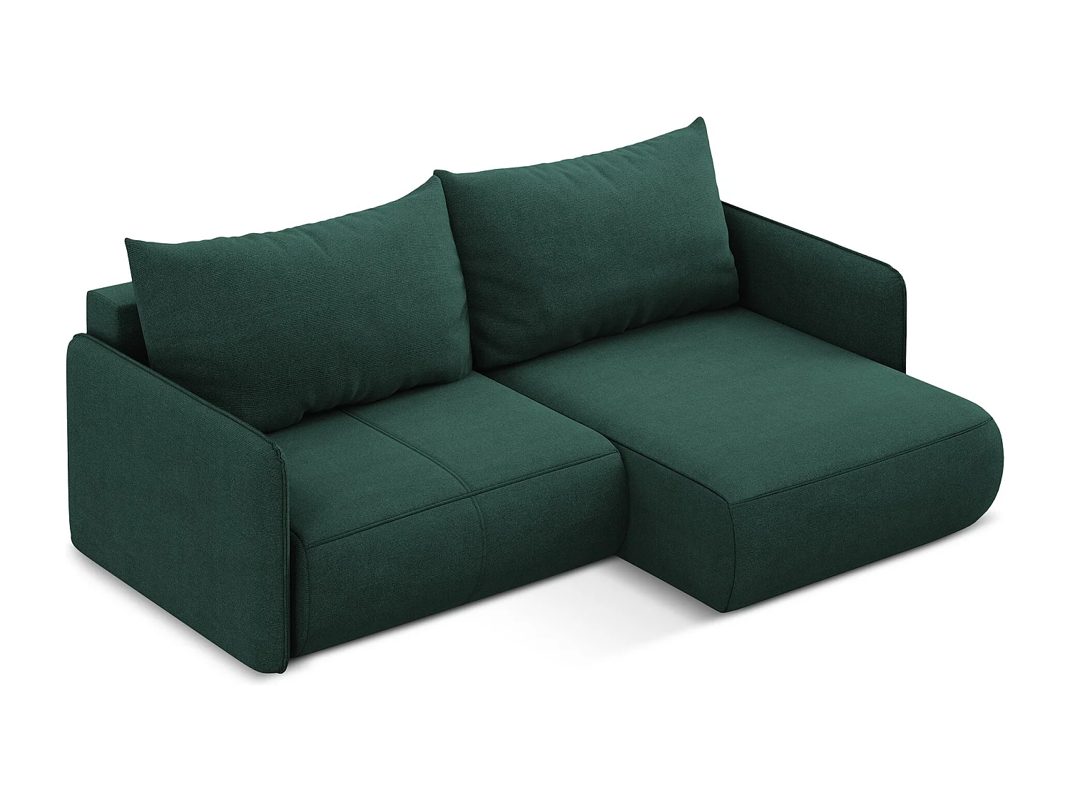 2,5-Sitzer Ecksofa mit Schlaffunktion - Ecke Rechts - Strukturstoff - Flaschengrün - NANEA