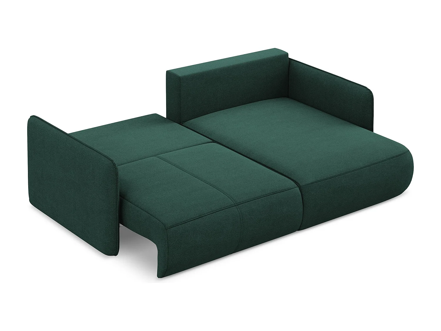 2,5-Sitzer Ecksofa mit Schlaffunktion - Ecke Rechts - Strukturstoff - Flaschengrün - NANEA