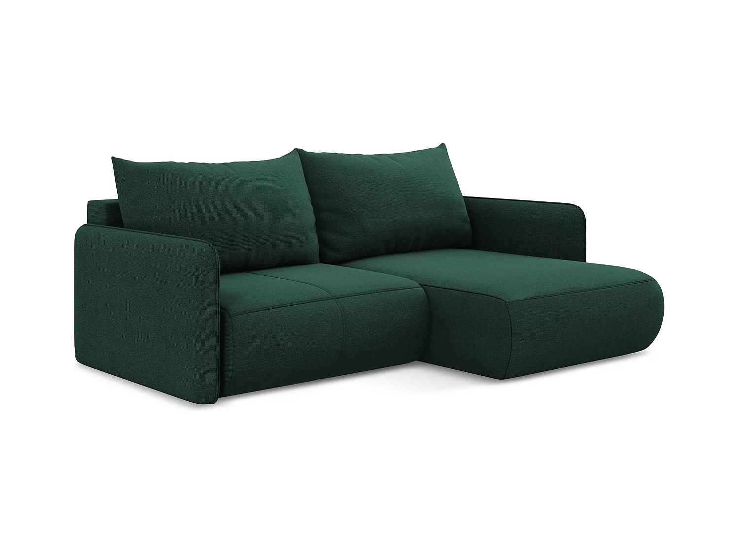 2,5-Sitzer Ecksofa mit Schlaffunktion - Ecke Rechts - Strukturstoff - Flaschengrün - NANEA