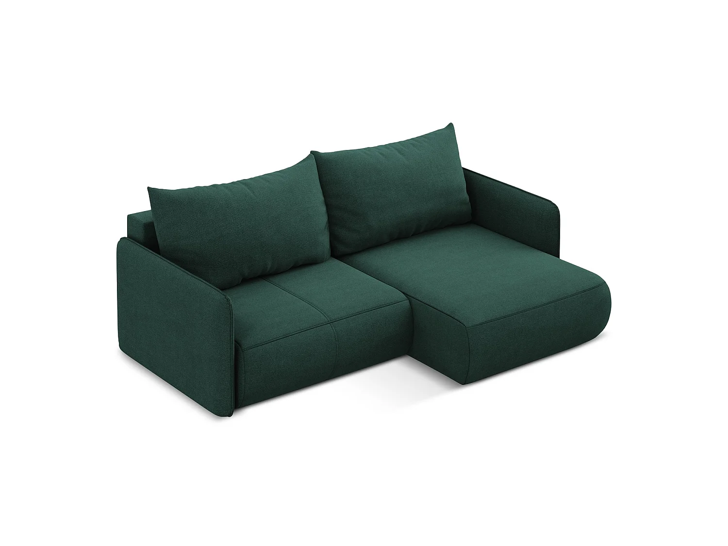 2,5-Sitzer Ecksofa mit Schlaffunktion - Ecke Rechts - Strukturstoff - Flaschengrün - PALERMO