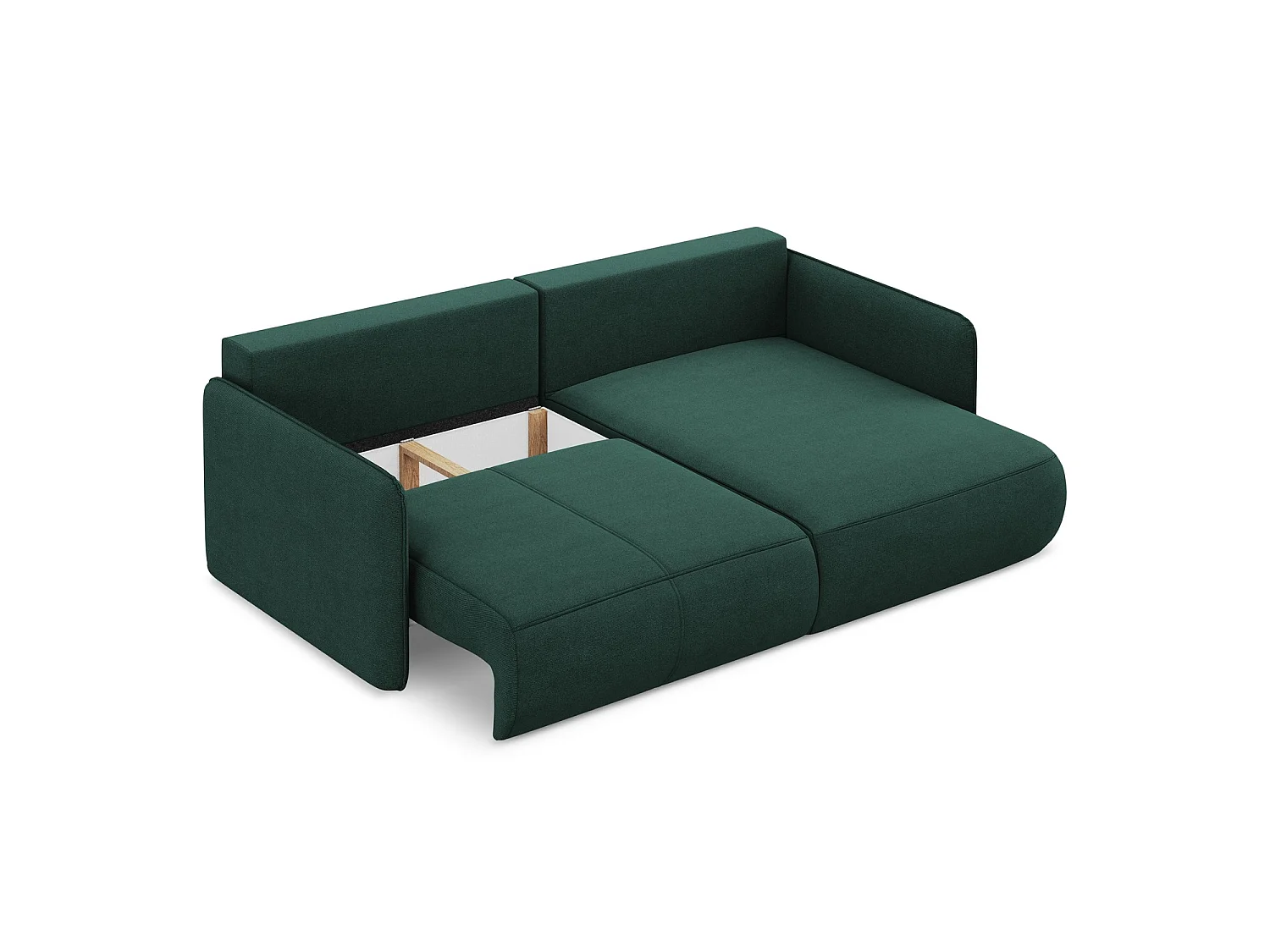 2,5-Sitzer Ecksofa mit Schlaffunktion - Ecke Rechts - Strukturstoff - Flaschengrün - PALERMO