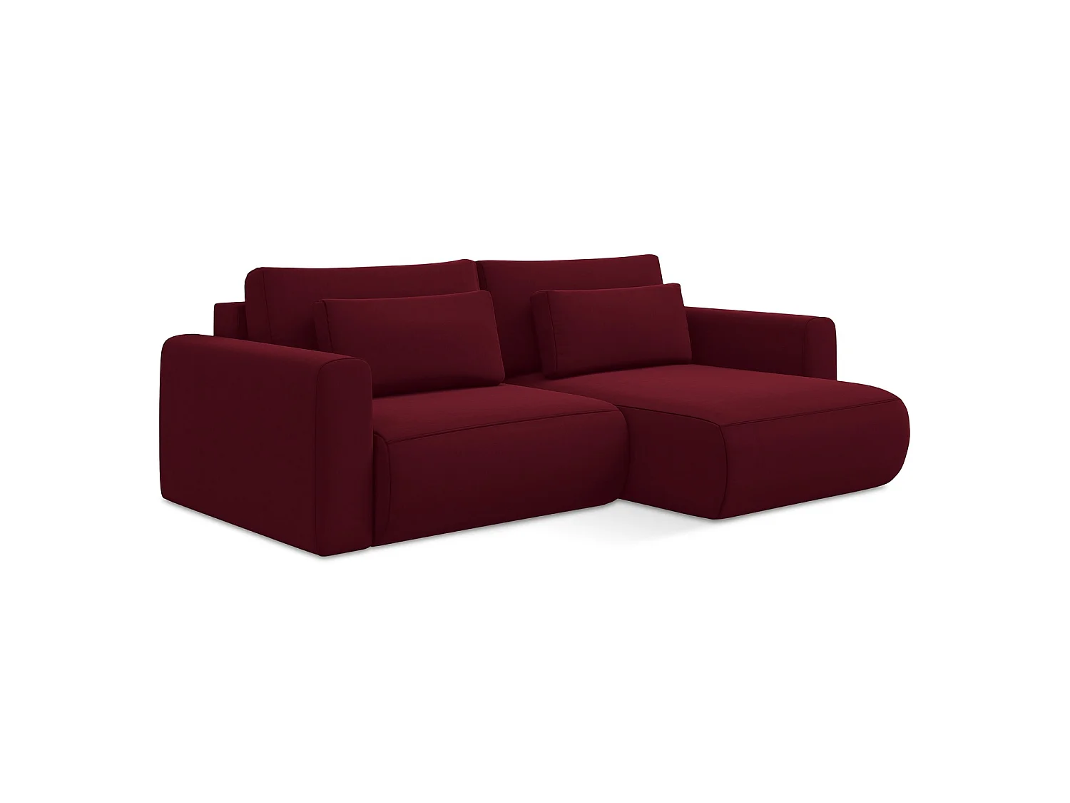 Canapé d’angle 2,5 places droit convertible en velours - bourgogne - PERUGIA
