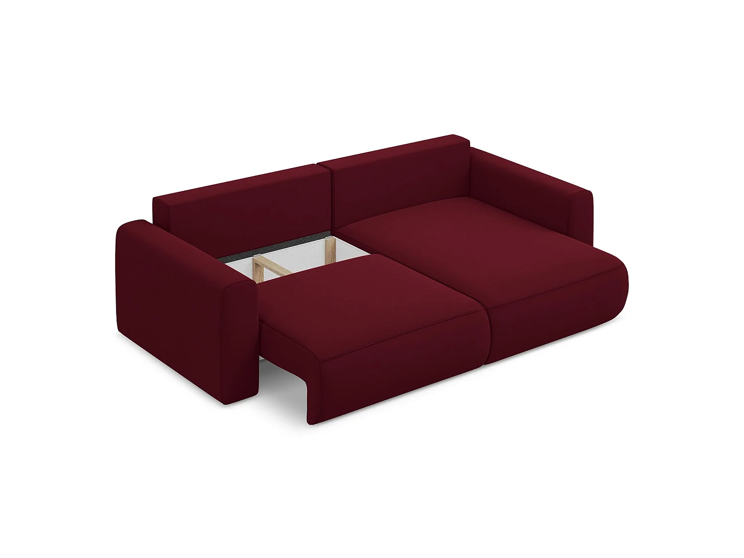 Canapé d’angle 2,5 places droit convertible en velours - bourgogne - PERUGIA