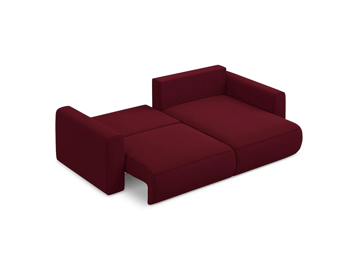 Canapé d’angle 2,5 places droit convertible en velours - bourgogne - PERUGIA
