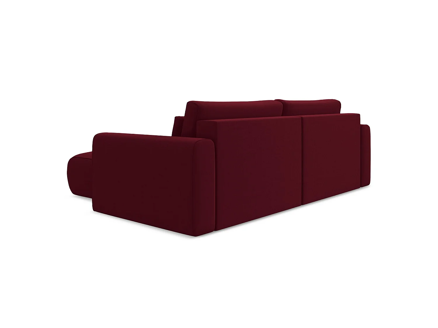 Canapé d’angle 2,5 places droit convertible en velours - bourgogne - PERUGIA