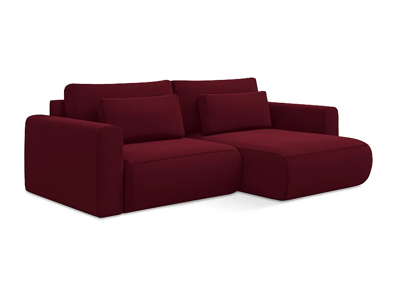 2-Sitzer Ecksofa mit Schlaffunktion - Ecke Rechts - Samt - Burgund - KAPUA
