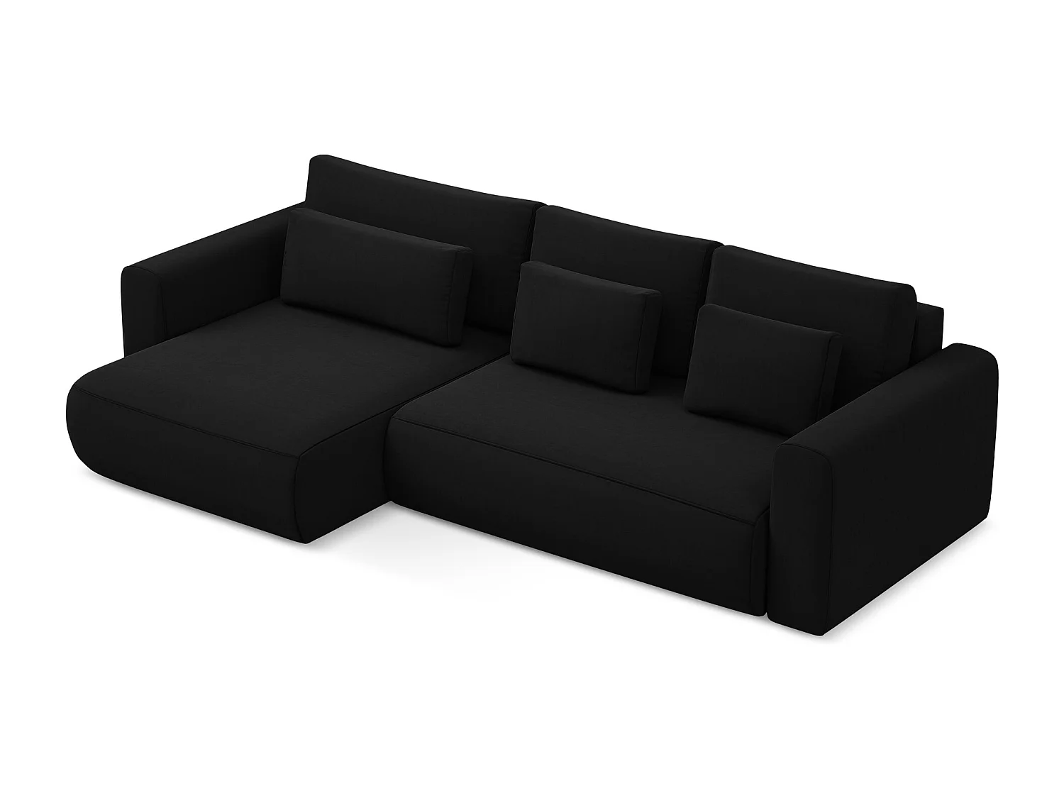 3-Sitzer Ecksofa mit Schlaffunktion - Ecke Links - Samt - Schwarz - KAPUA