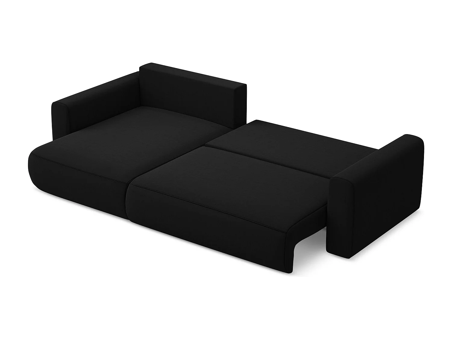 3-Sitzer Ecksofa mit Schlaffunktion - Ecke Links - Samt - Schwarz - KAPUA