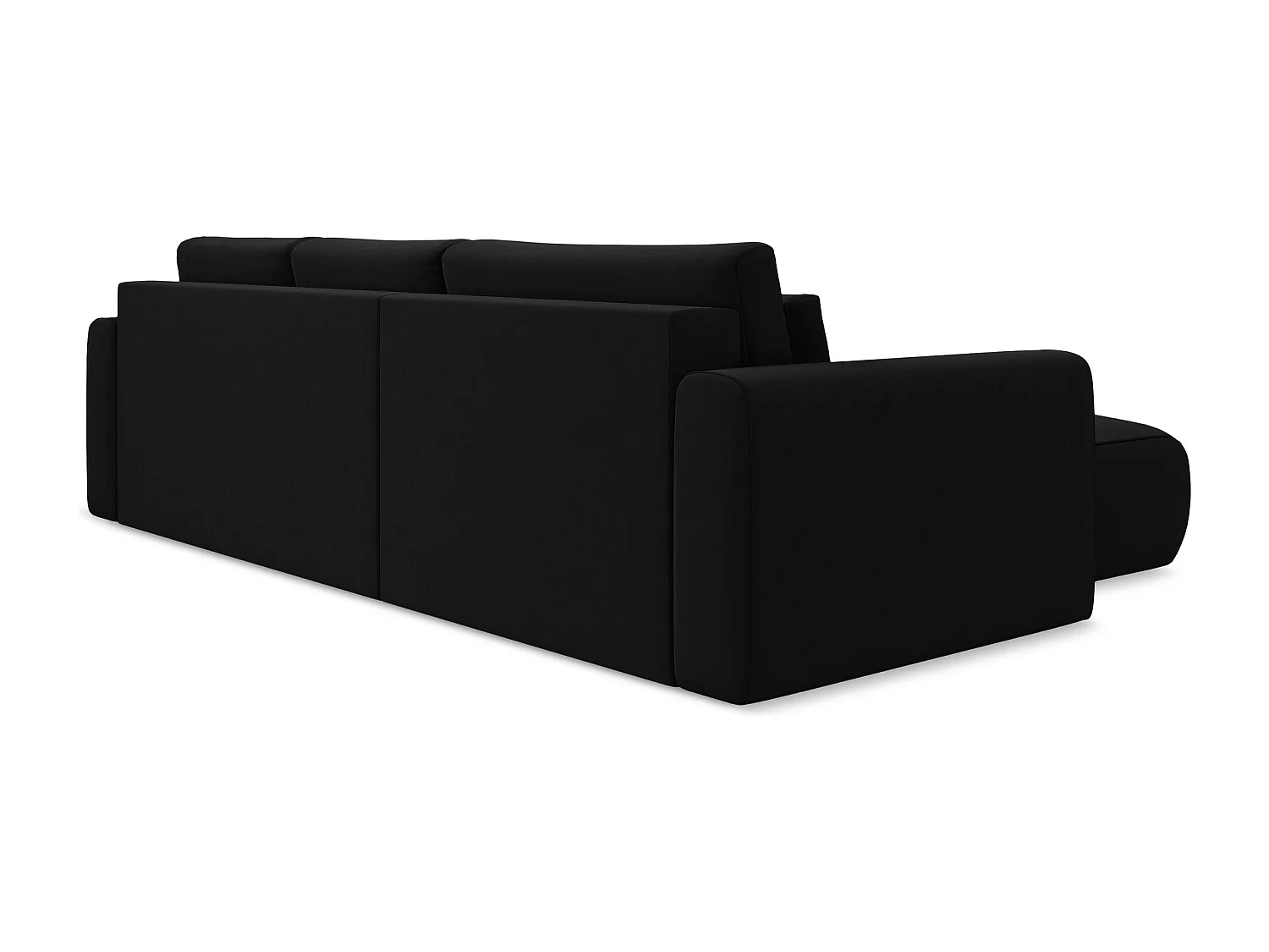 3-Sitzer Ecksofa mit Schlaffunktion - Ecke Links - Samt - Schwarz - KAPUA