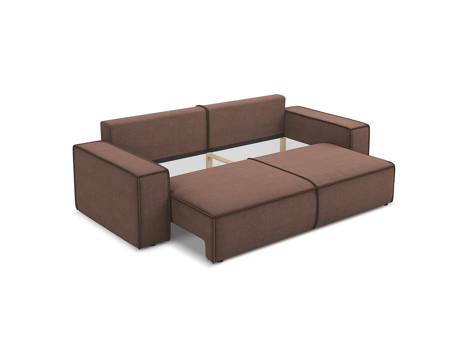 Canapé 3 places convertible en tissu texturé - rose poudré - LIVORNO