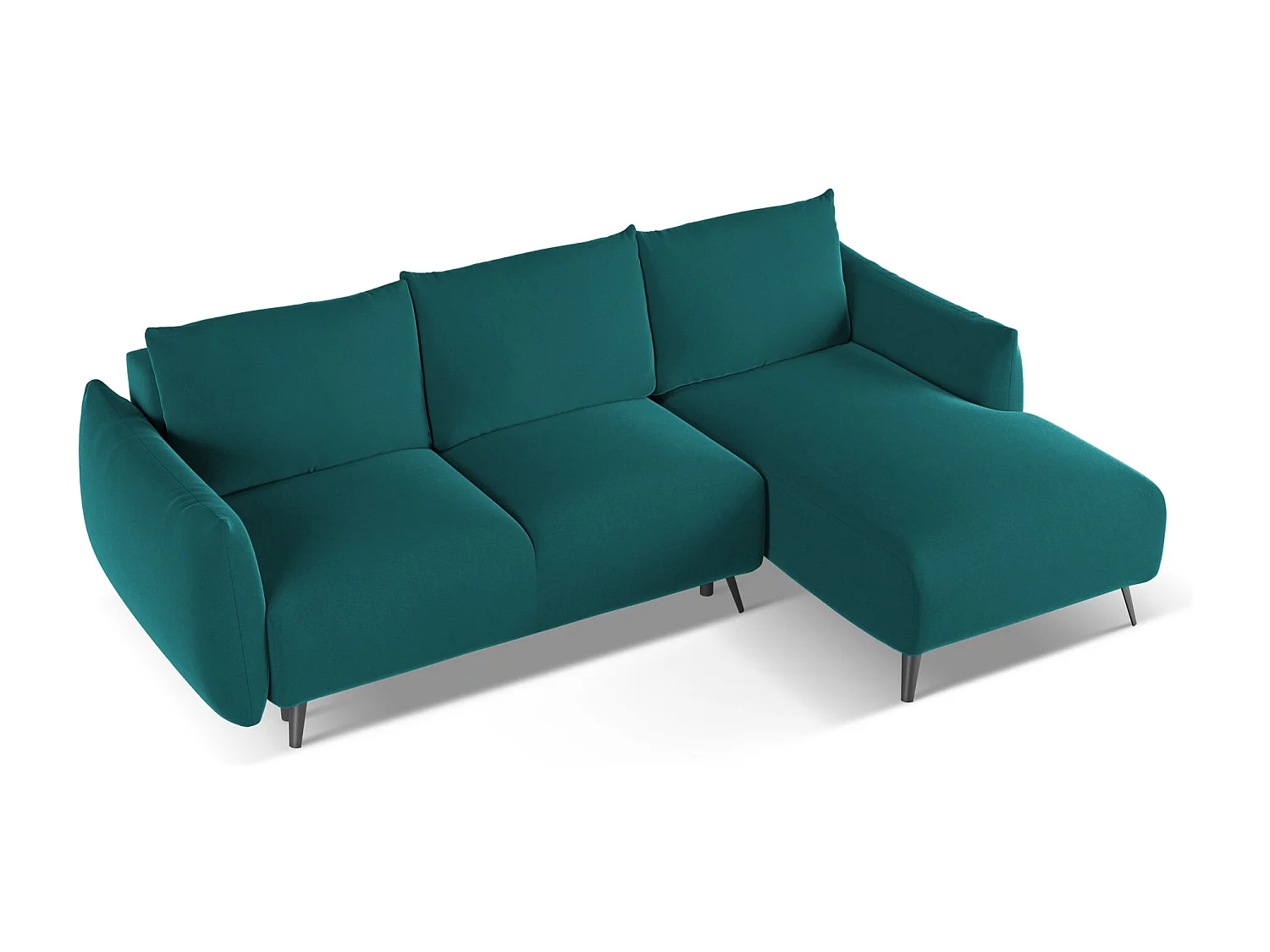 Ecksofa mit Schlaffunktion - Ecke Rechts - Samt - Marine - MALIE