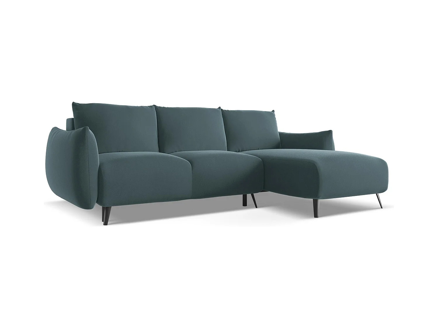 Ecksofa mit Schlaffunktion - Ecke Rechts - Samt - Marine - MALIE