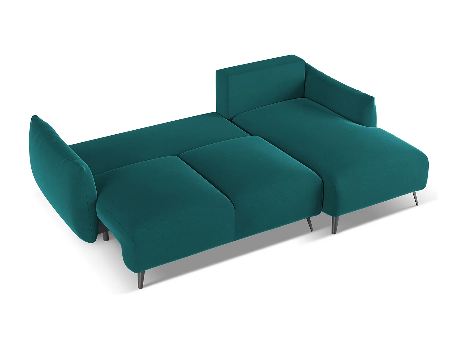 Ecksofa mit Schlaffunktion - Ecke Rechts - Samt - Marine - MALIE