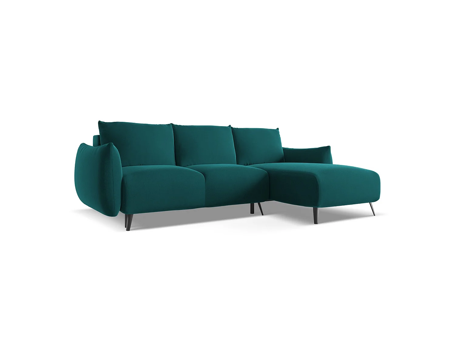 Ecksofa mit Schlaffunktion - Ecke Rechts - Samt - Marine - GENOVA