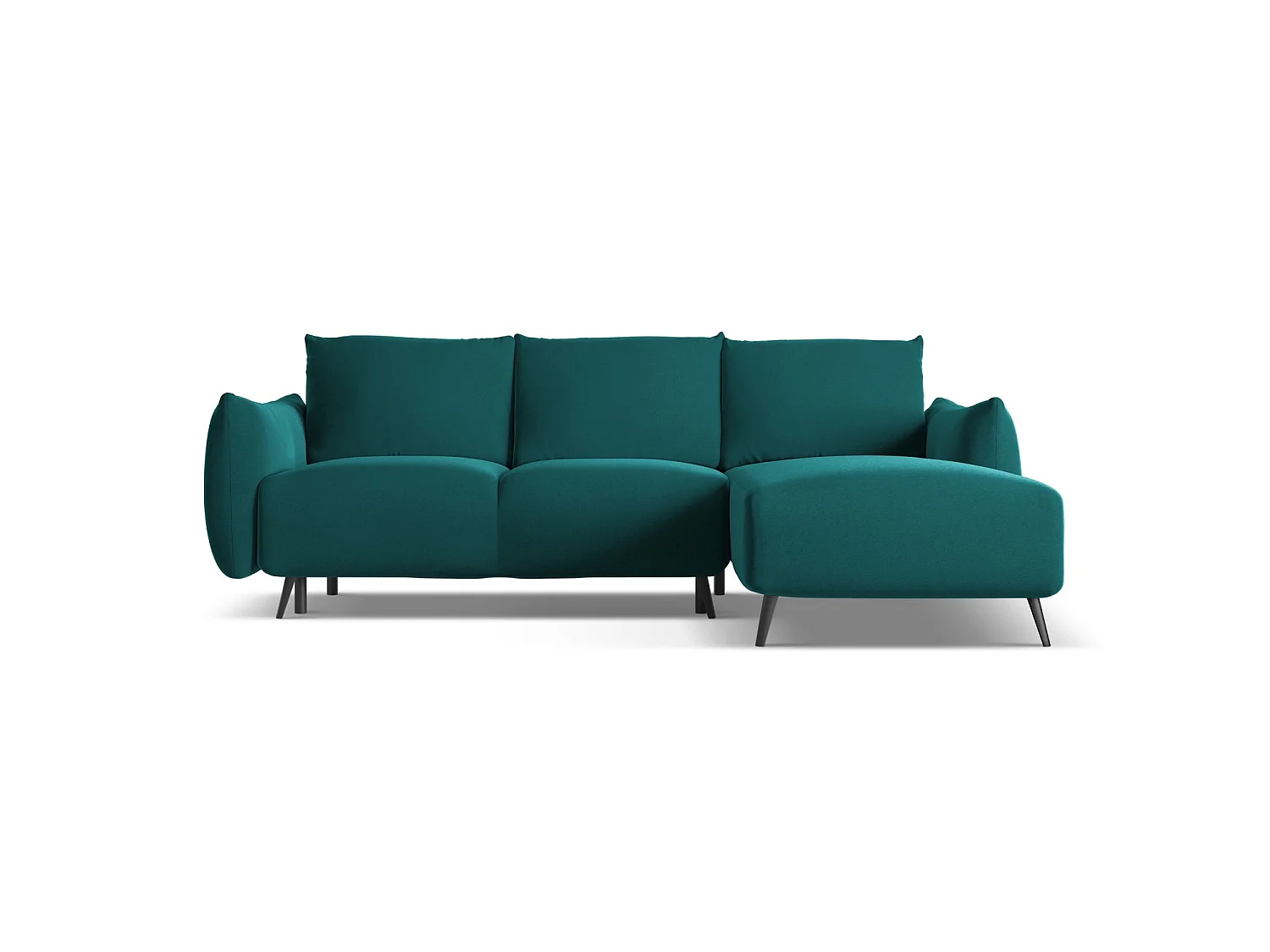 Ecksofa mit Schlaffunktion - Ecke Rechts - Samt - Marine - GENOVA