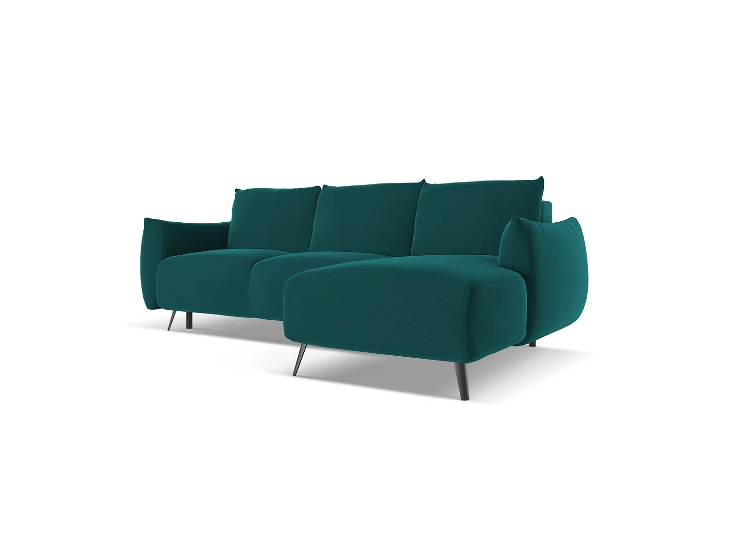 Ecksofa mit Schlaffunktion - Ecke Rechts - Samt - Marine - GENOVA
