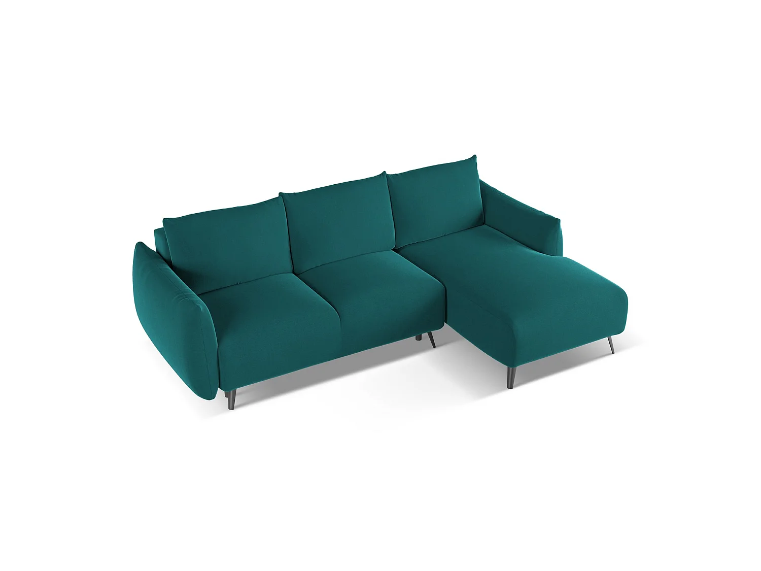 Ecksofa mit Schlaffunktion - Ecke Rechts - Samt - Marine - GENOVA