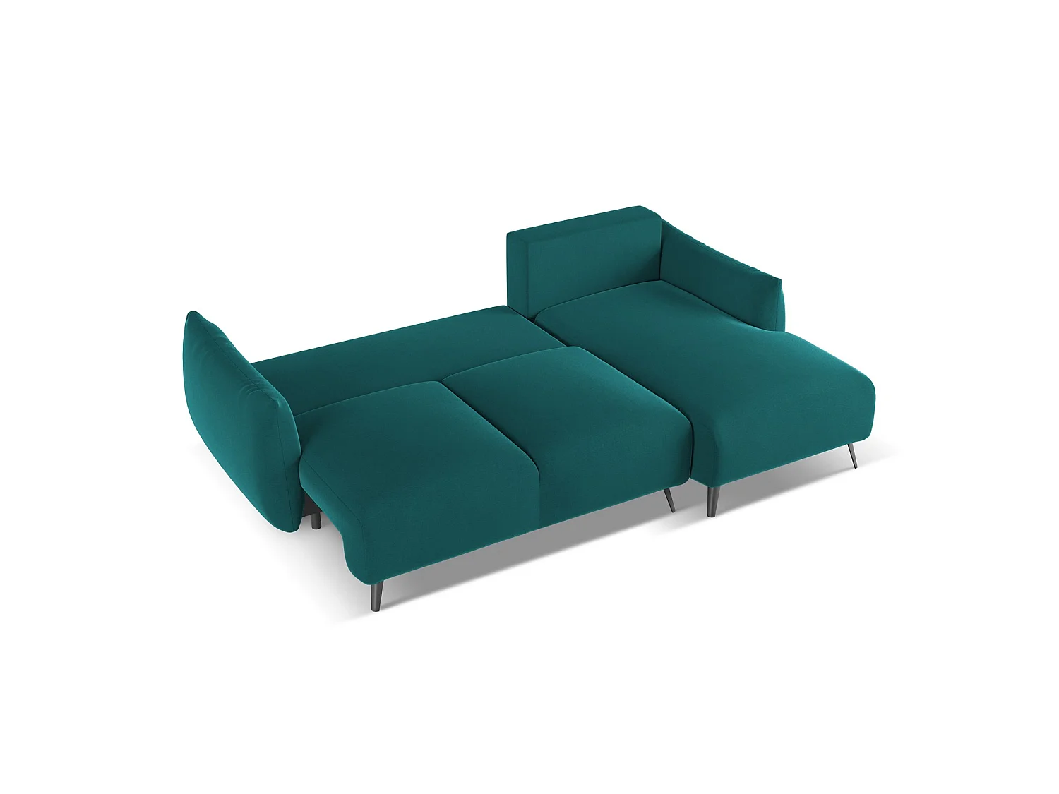 Ecksofa mit Schlaffunktion - Ecke Rechts - Samt - Marine - GENOVA