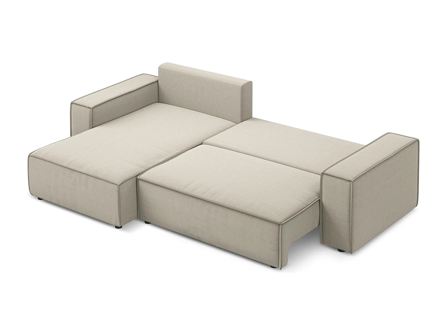 3-Sitzer Ecksofa mit Schlaffunktion - Ecke Links - Samt - Perle - KIMO