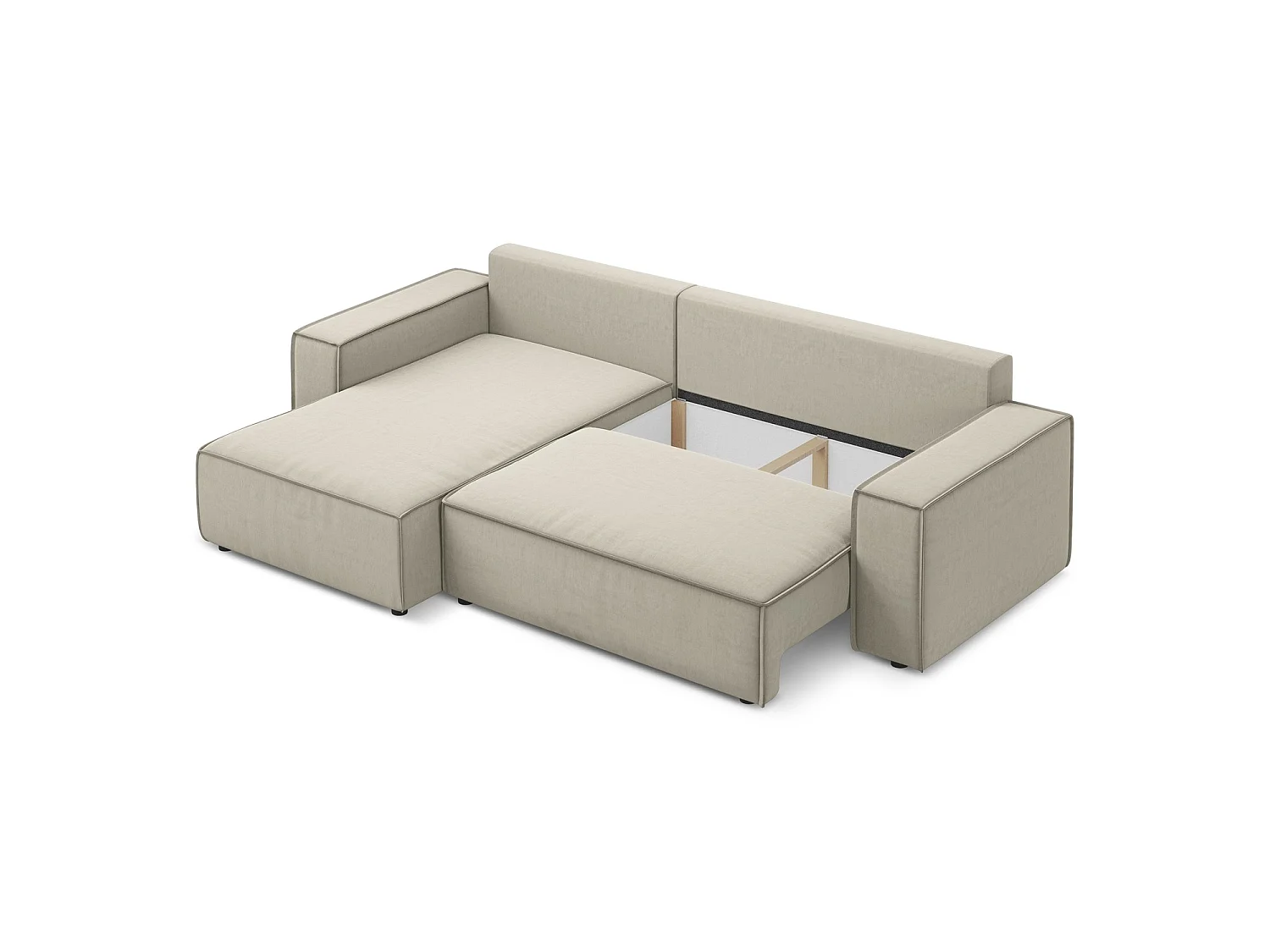 Hoekslaapbank links van parel velours - LIVORNO