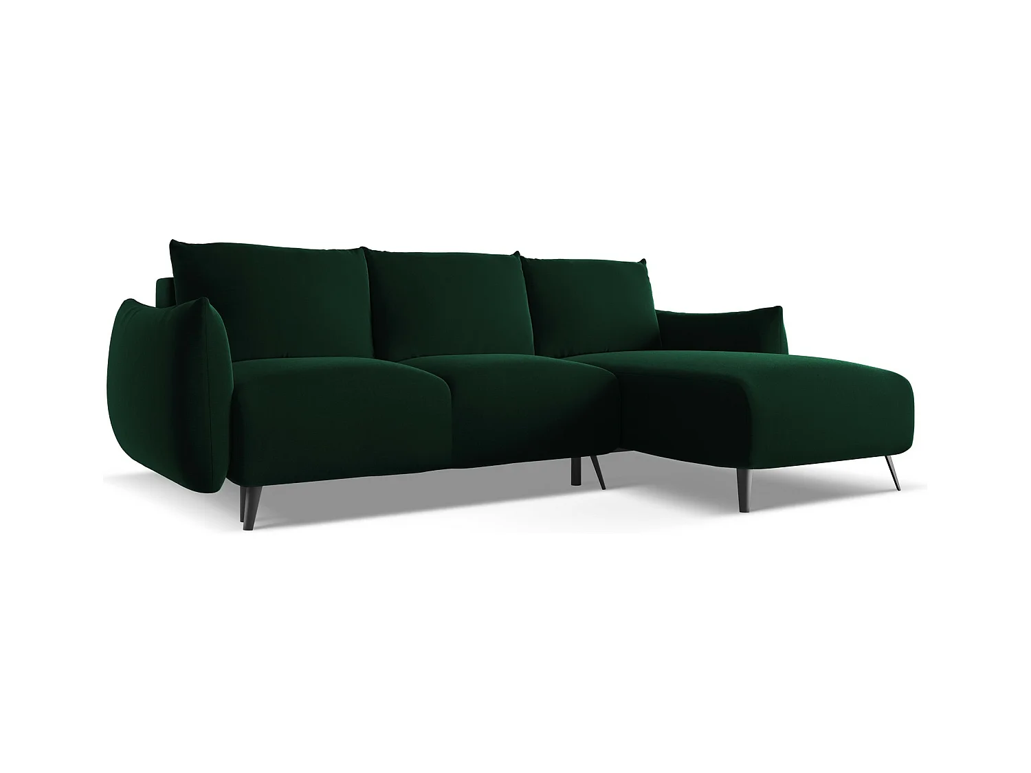 Ecksofa mit Schlaffunktion - Ecke Rechts - Samt - Flaschengrün - MALIE