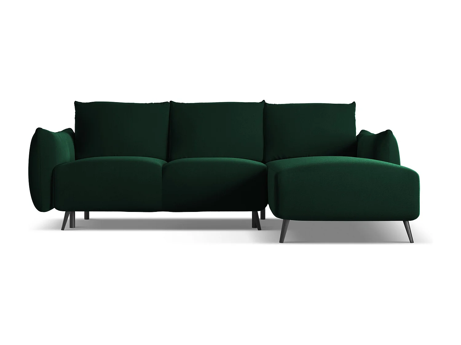 Canapé d'angle droit convertible en velours - bouteille verte - MALIE