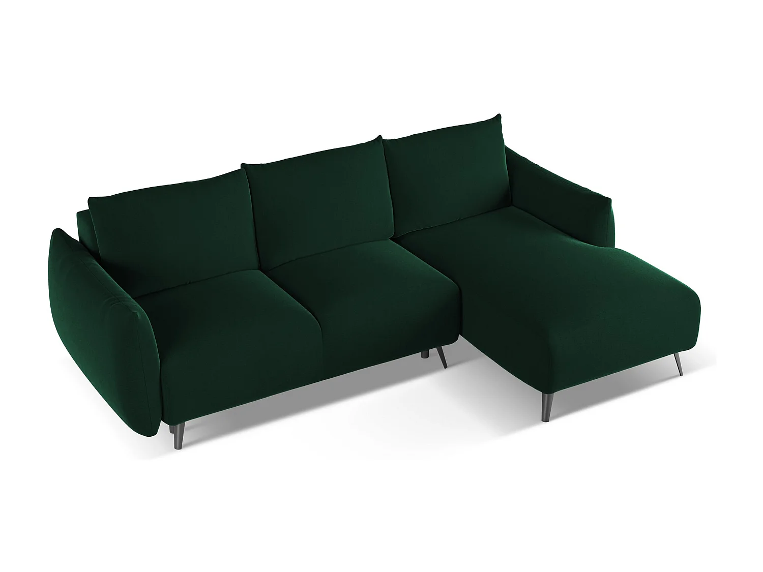 Canapé d'angle droit convertible en velours - bouteille verte - MALIE