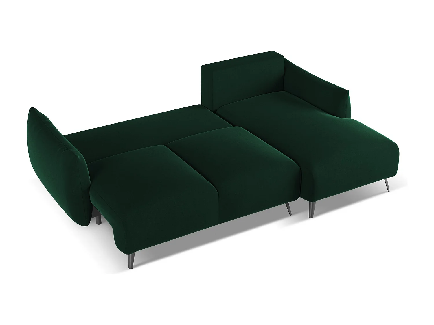 Canapé d'angle droit convertible en velours - bouteille verte - MALIE