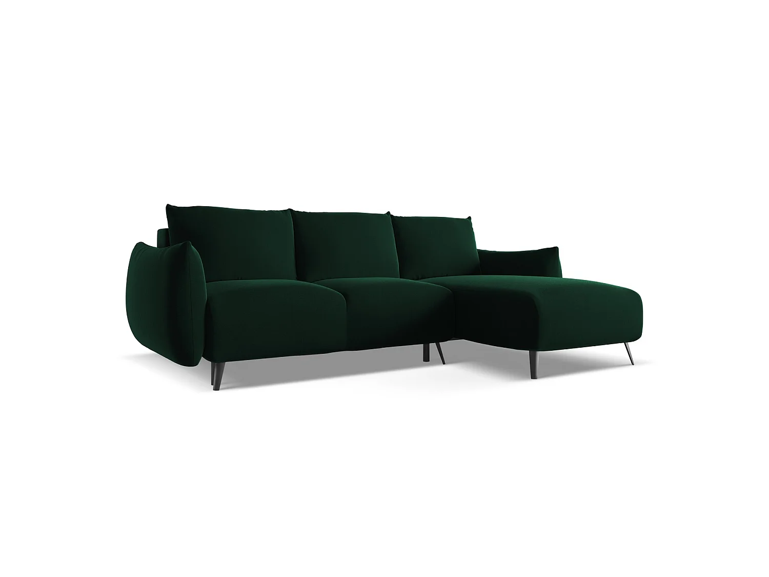 Ecksofa mit Schlaffunktion - Ecke Rechts - Samt - Flaschengrün - GENOVA