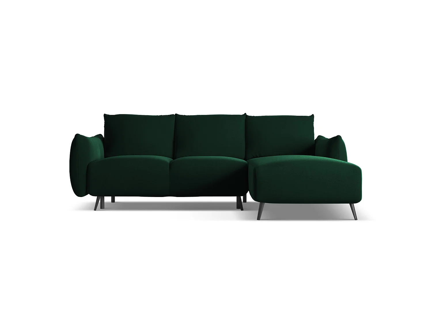 Ecksofa mit Schlaffunktion - Ecke Rechts - Samt - Flaschengrün - GENOVA