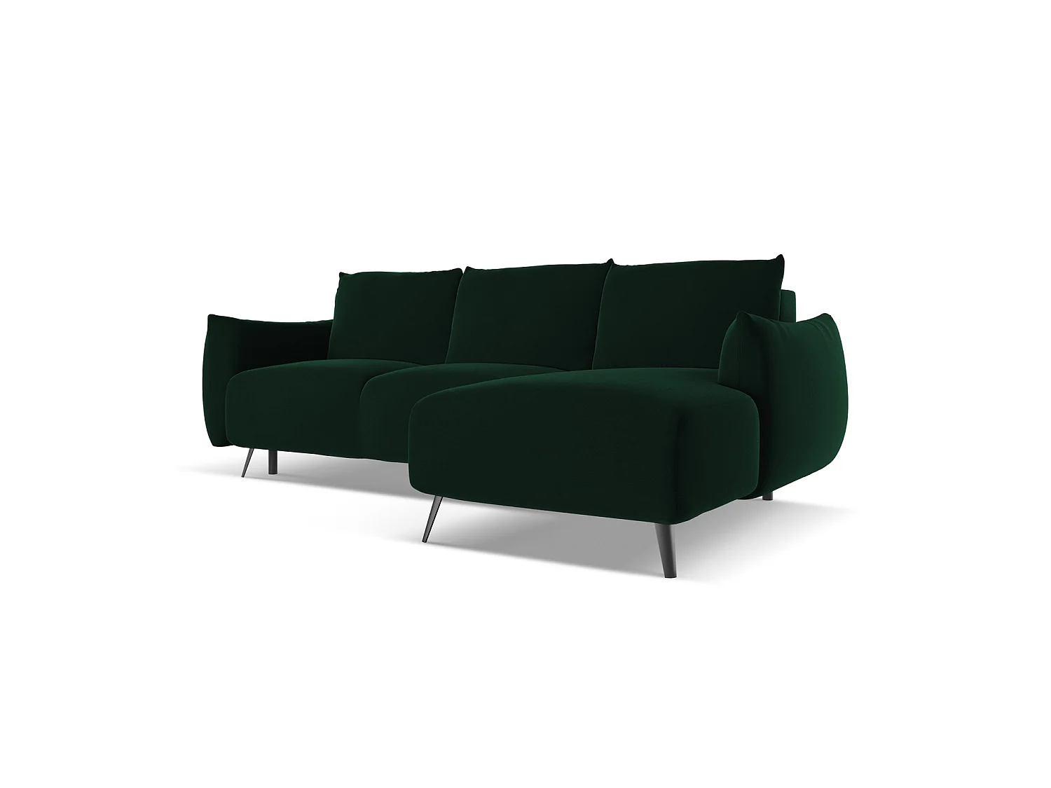 Ecksofa mit Schlaffunktion - Ecke Rechts - Samt - Flaschengrün - GENOVA
