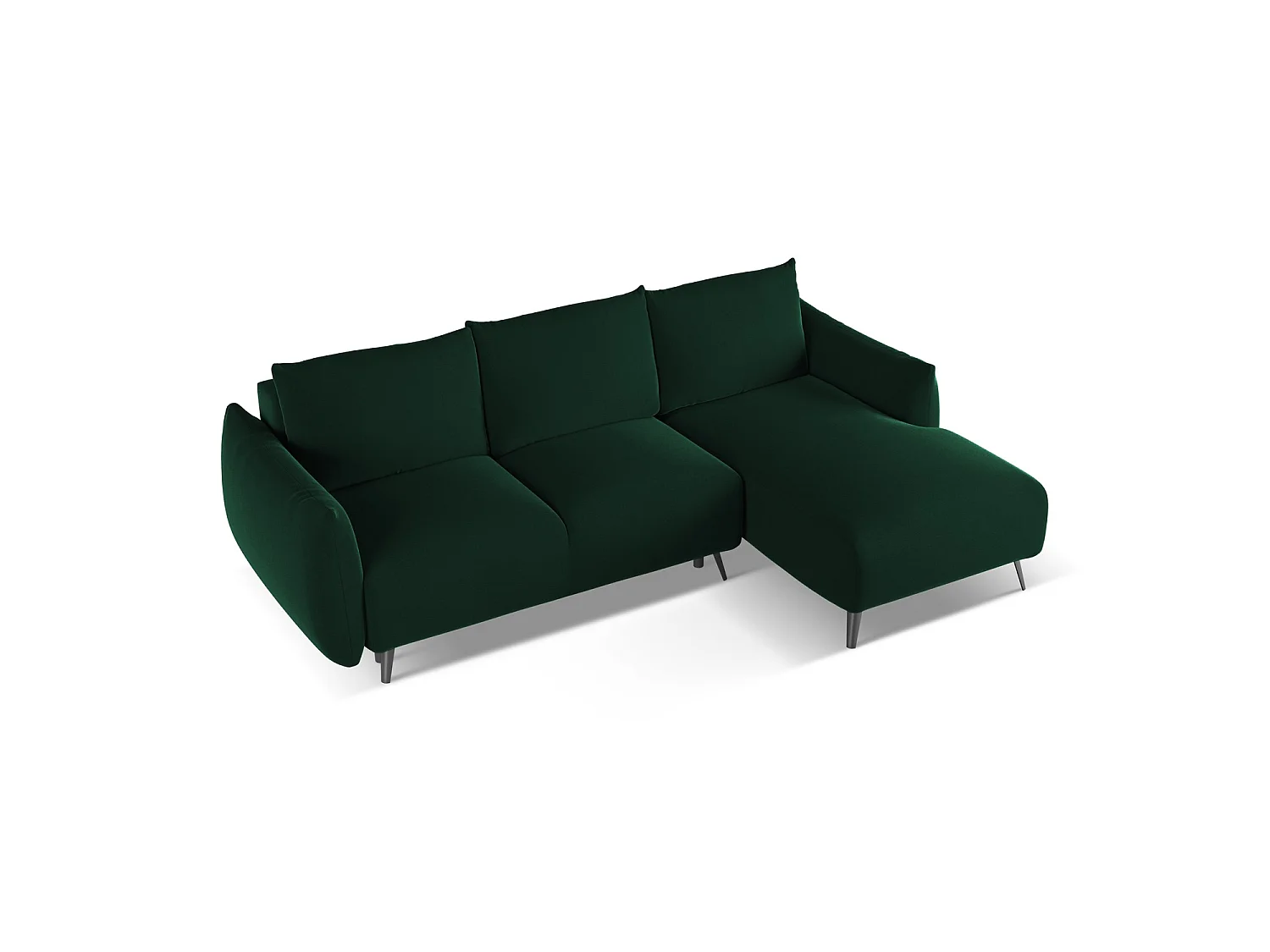 Ecksofa mit Schlaffunktion - Ecke Rechts - Samt - Flaschengrün - GENOVA