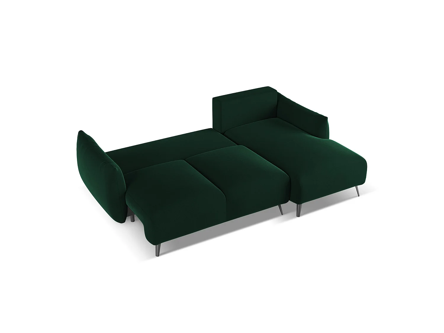 Ecksofa mit Schlaffunktion - Ecke Rechts - Samt - Flaschengrün - GENOVA