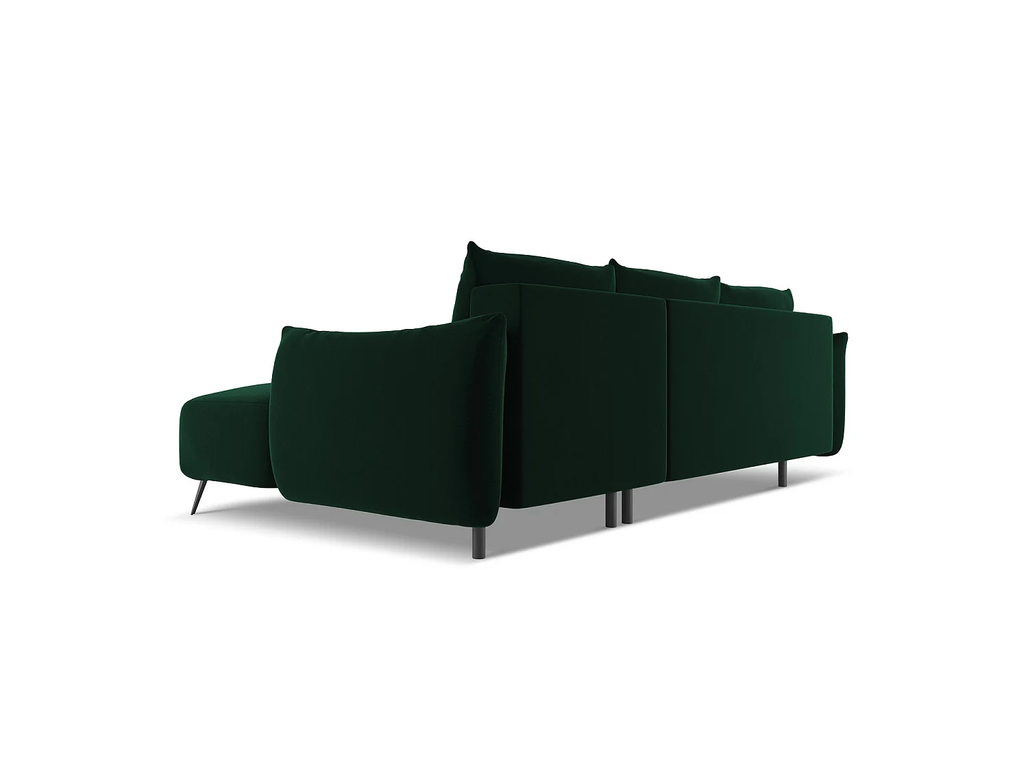 Ecksofa mit Schlaffunktion - Ecke Rechts - Samt - Flaschengrün - GENOVA