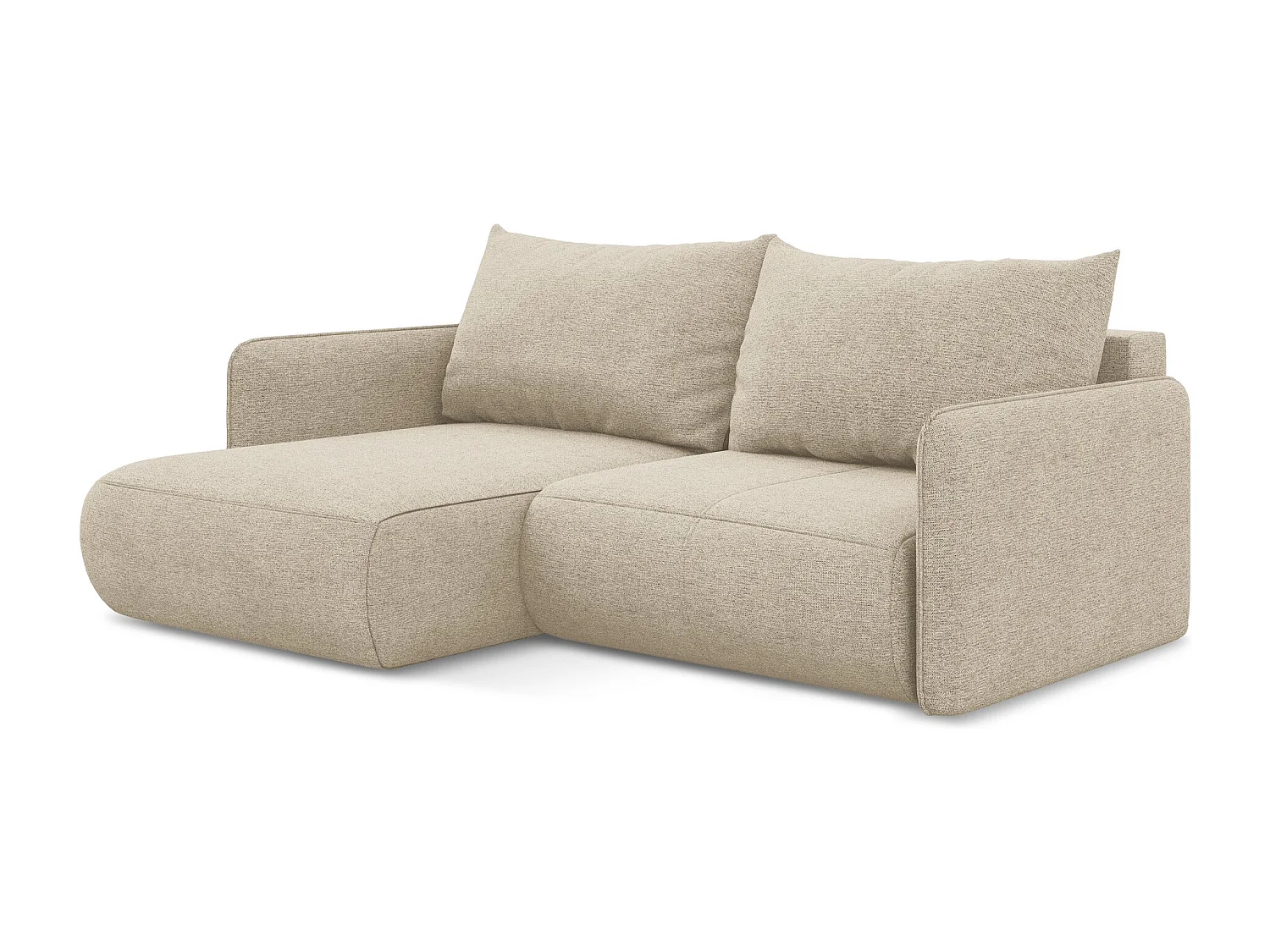 2,5-Sitzer Ecksofa mit Schlaffunktion - Ecke Links - Chenille - Dunkelbeige - NANEA