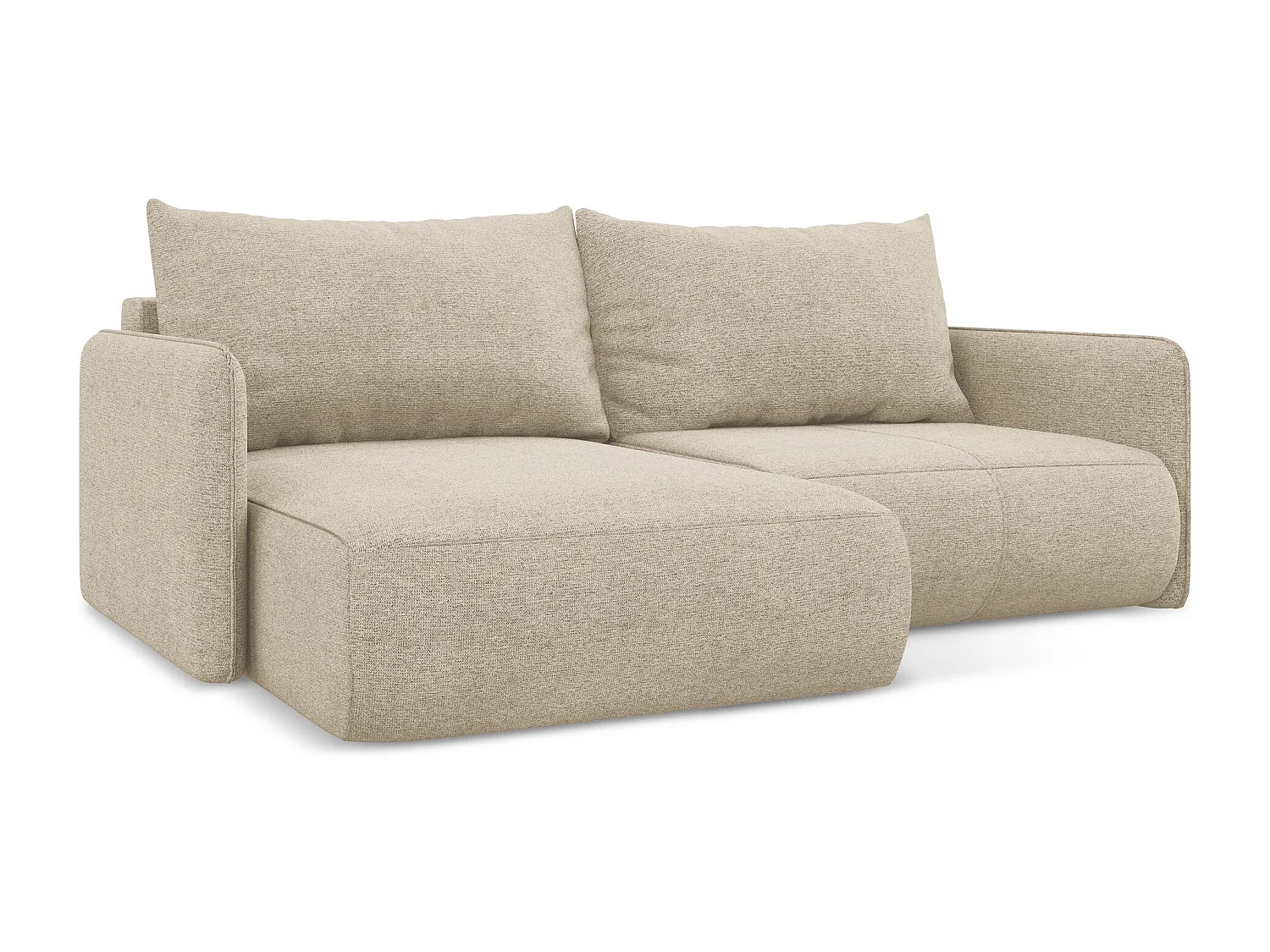 2,5-Sitzer Ecksofa mit Schlaffunktion - Ecke Links - Chenille - Dunkelbeige - NANEA