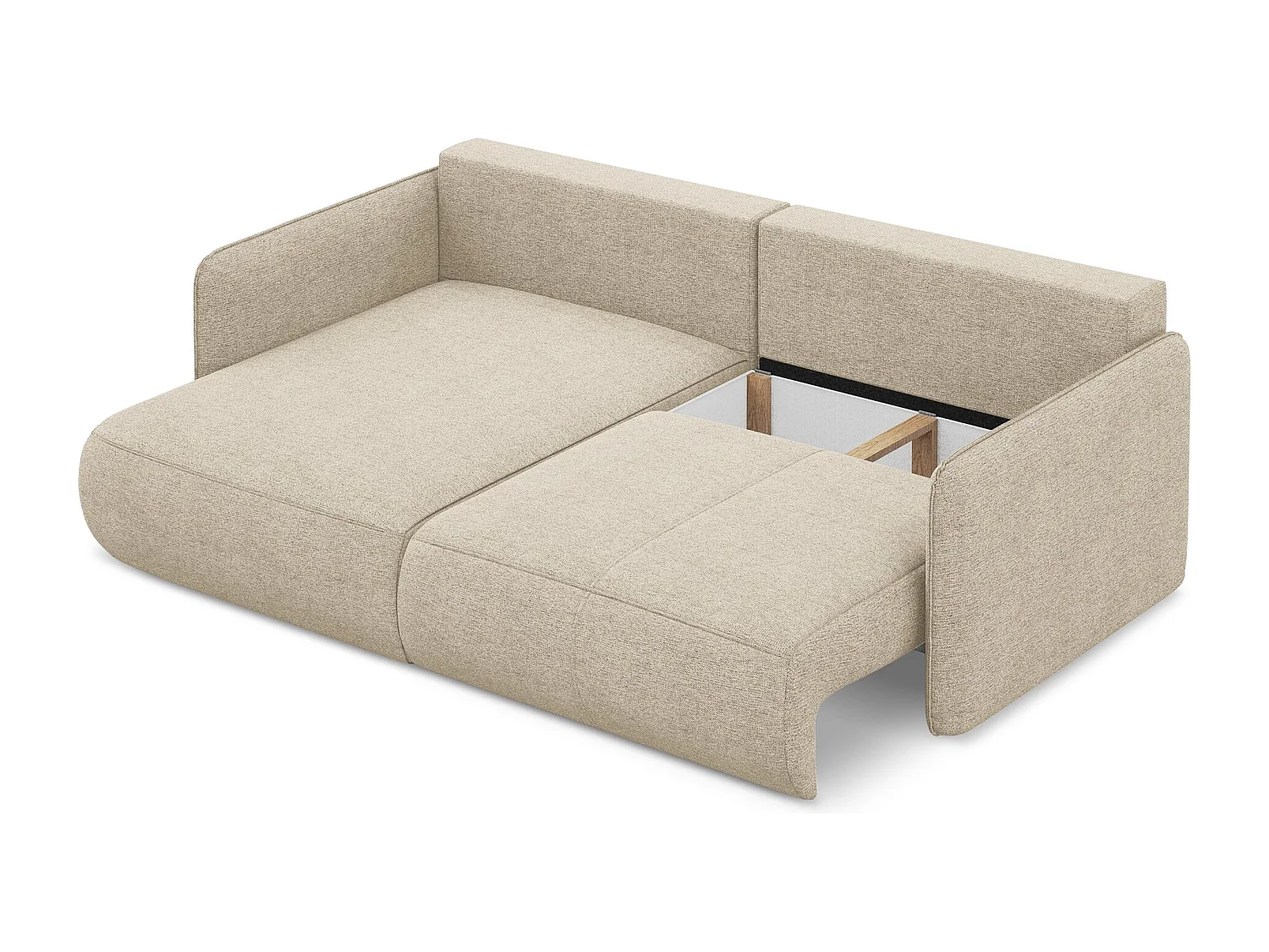 2,5-Sitzer Ecksofa mit Schlaffunktion - Ecke Links - Chenille - Dunkelbeige - NANEA