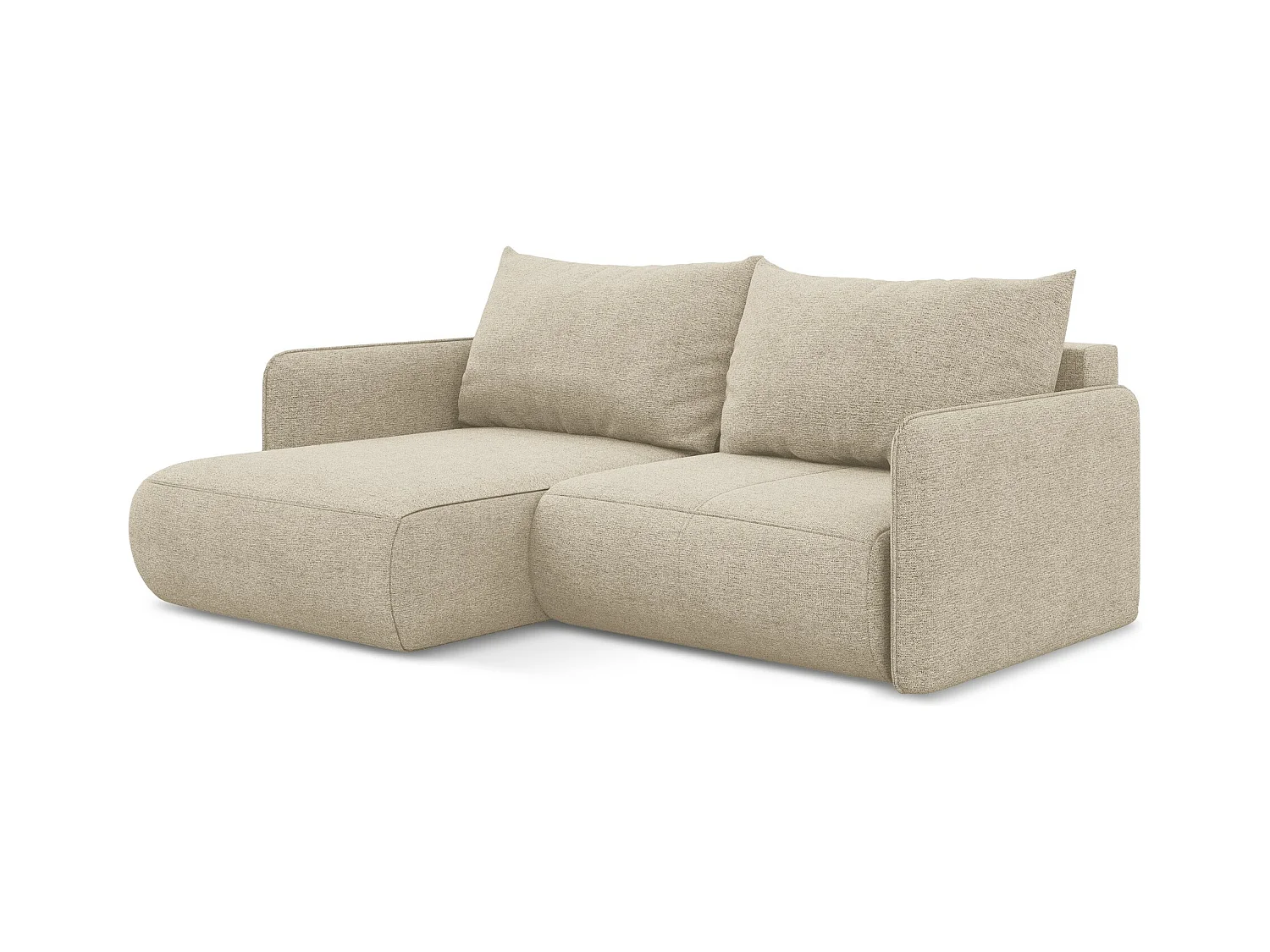 Canapé d’angle 2,5 places gauche convertible en tissu chenille - beige foncé - NANEA