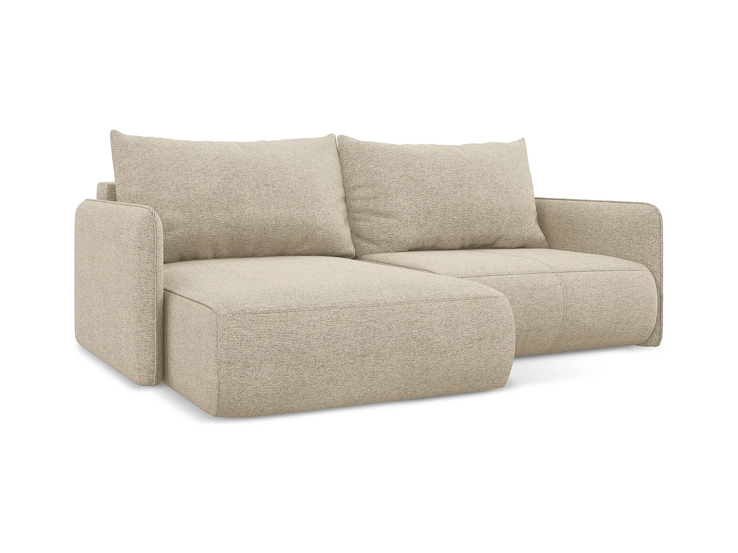 Hoekslaapbank links van donkerbeige chenille stof - NANEA