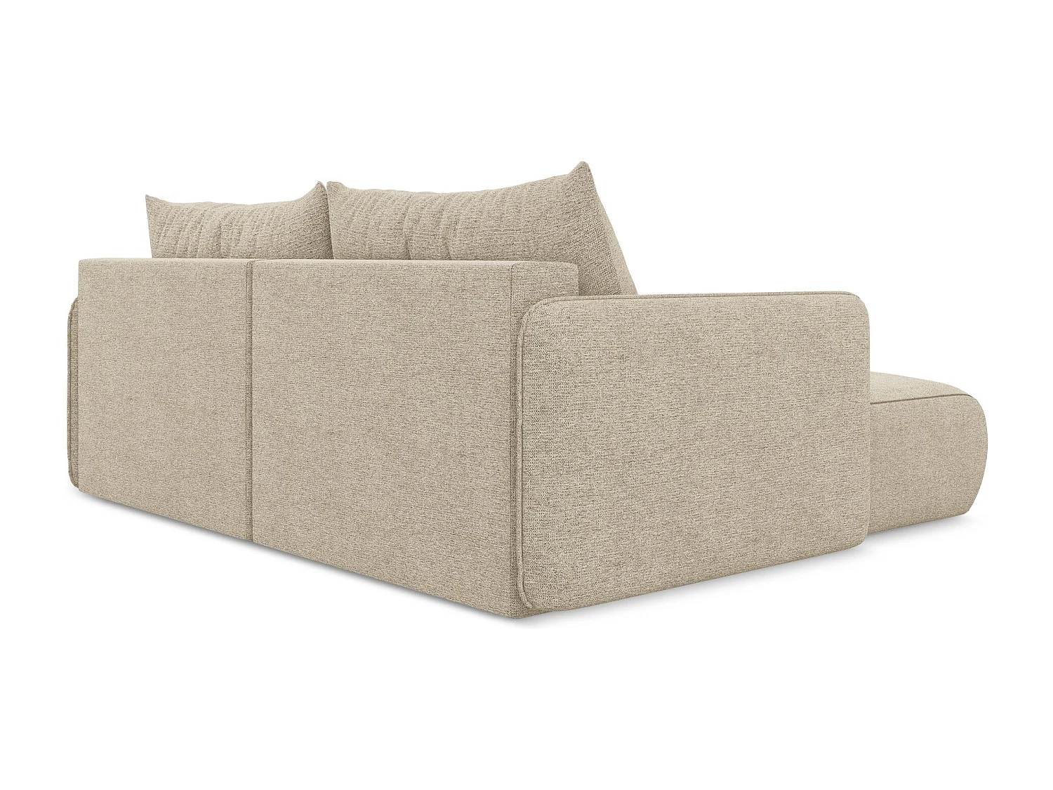 Hoekslaapbank links van donkerbeige chenille stof - NANEA