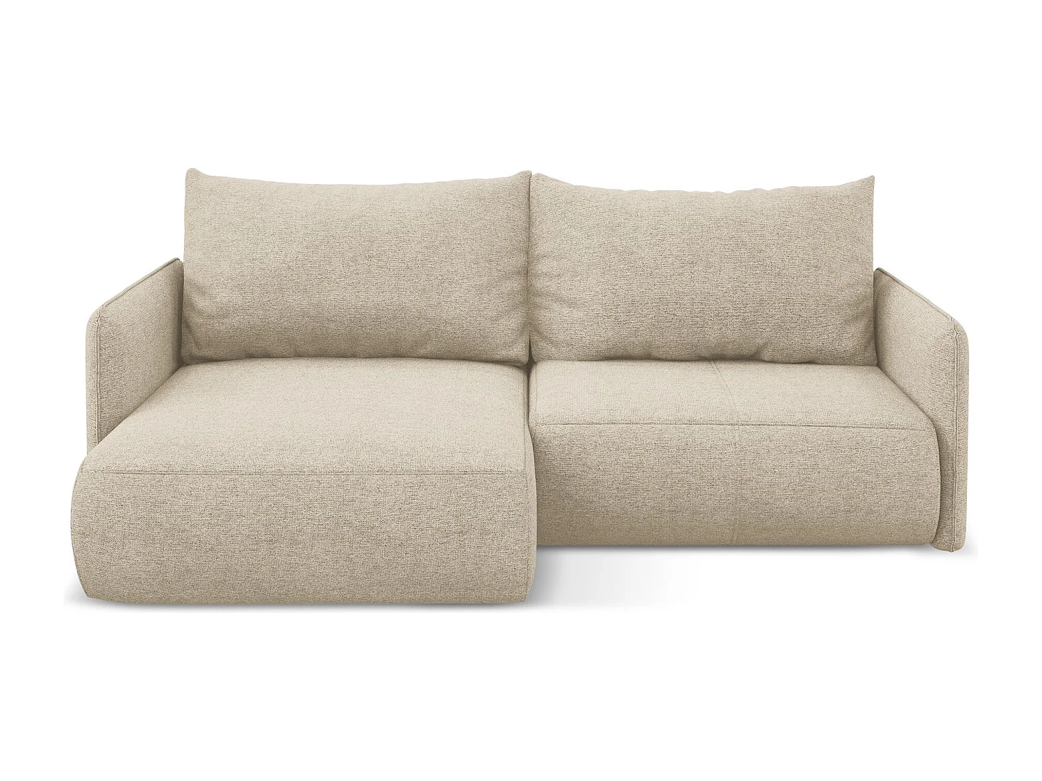 Hoekslaapbank links van donkerbeige chenille stof - NANEA