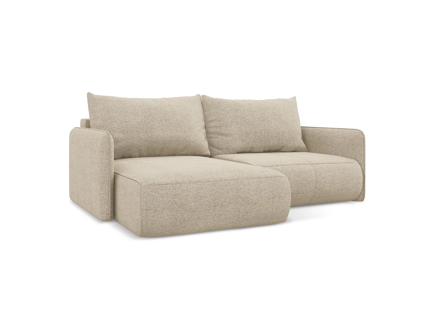 Hoekslaapbank links van donkerbeige chenille stof - PALERMO