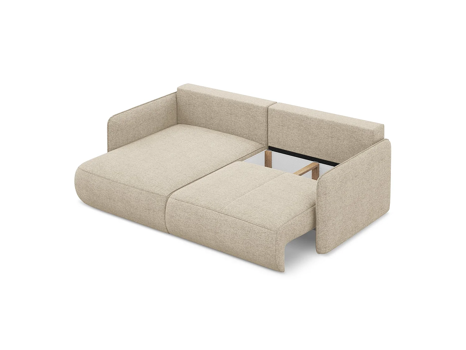 Hoekslaapbank links van donkerbeige chenille stof - PALERMO