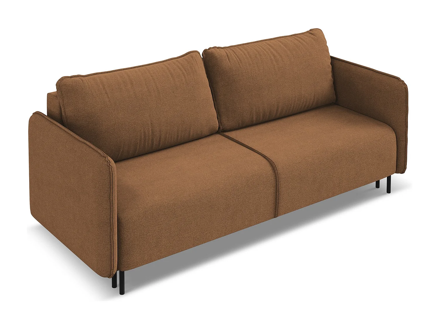 3-Sitzer Sofa mit Schlaffunktion - - Strukturstoff - Terrakotta - LUANA