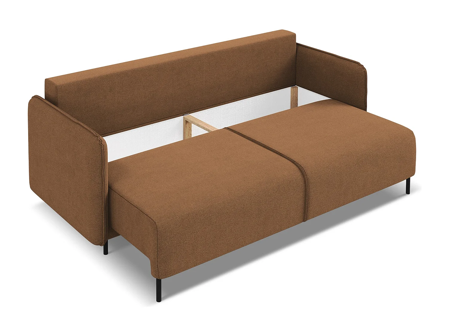 3-Sitzer Sofa mit Schlaffunktion - - Strukturstoff - Terrakotta - LUANA
