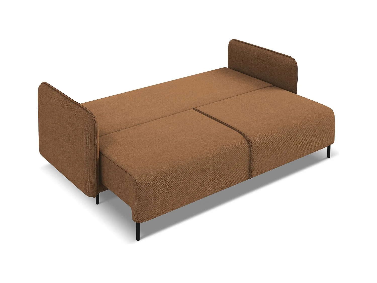 3-Sitzer Sofa mit Schlaffunktion - - Strukturstoff - Terrakotta - LUANA