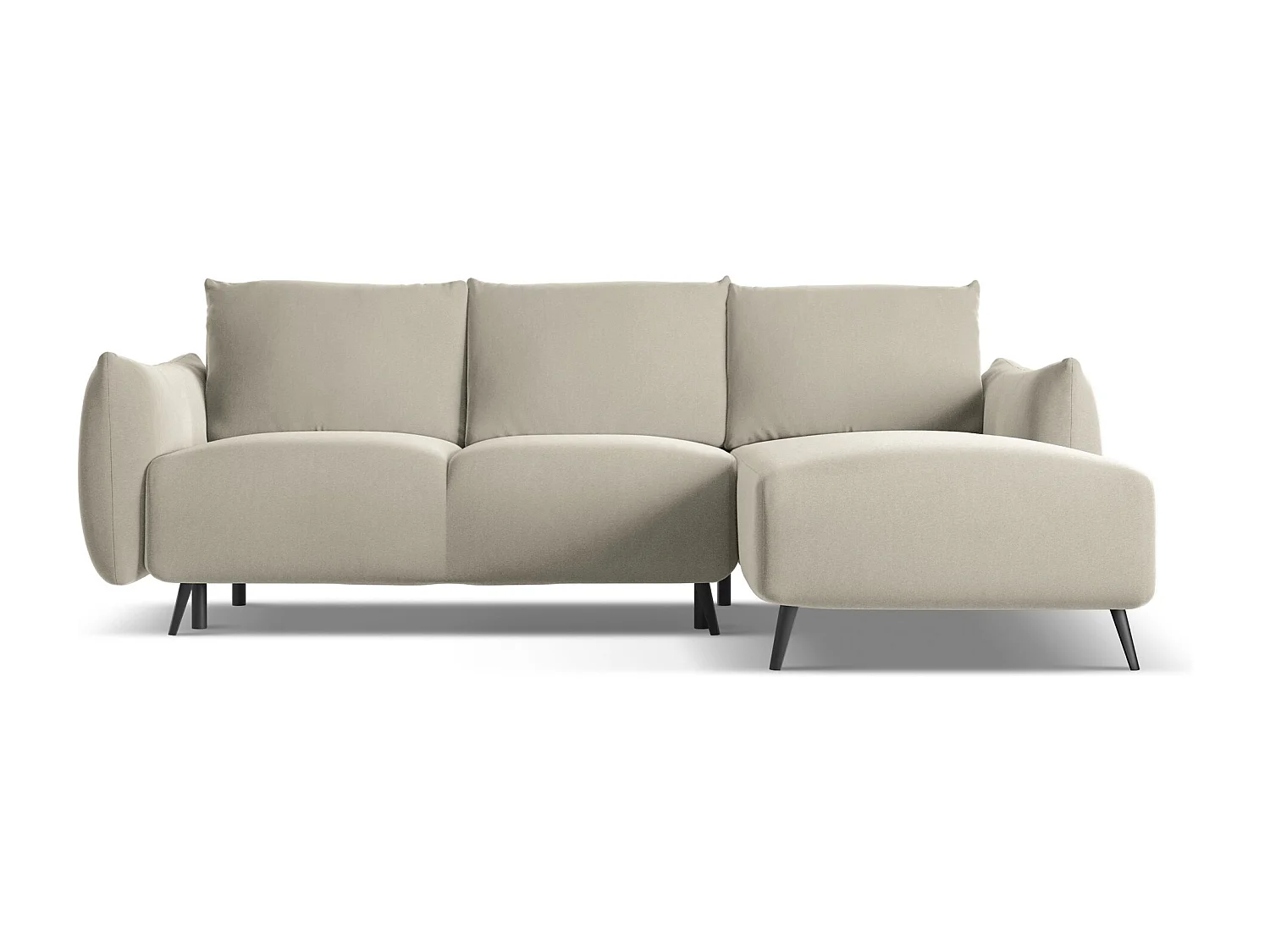 Ecksofa mit Schlaffunktion - Ecke Rechts - Samt - Perle - MALIE