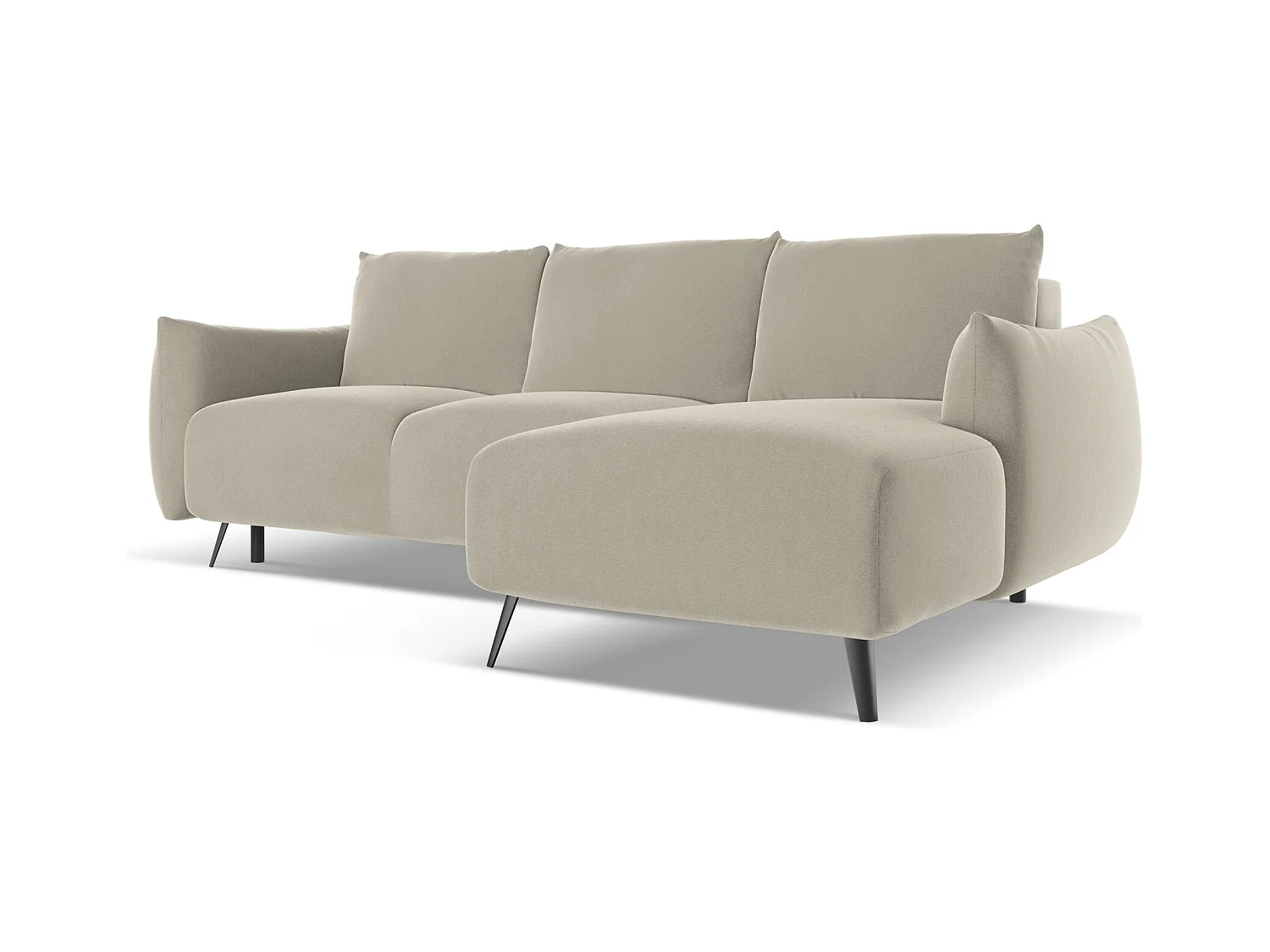 Ecksofa mit Schlaffunktion - Ecke Rechts - Samt - Perle - MALIE