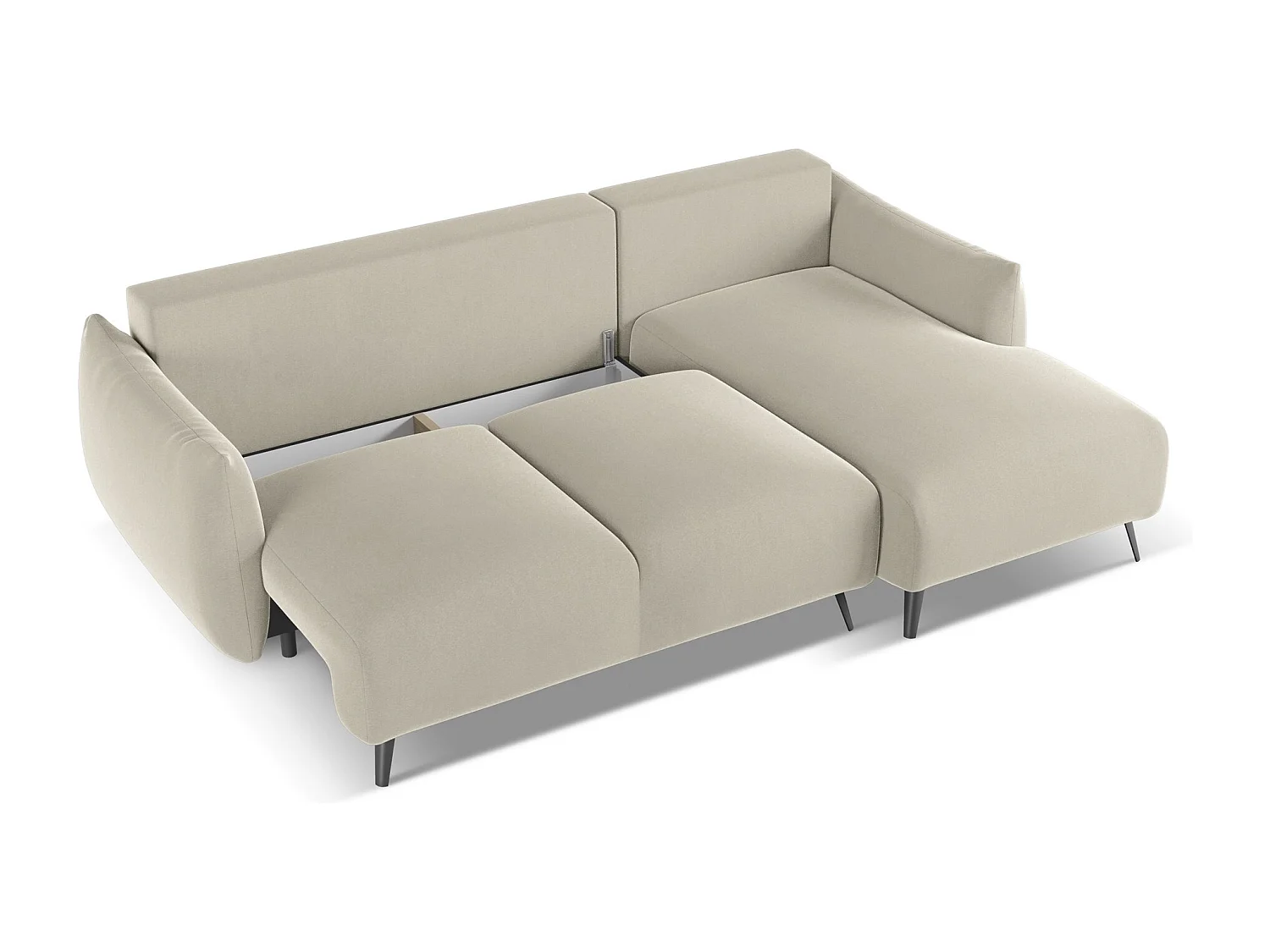 Ecksofa mit Schlaffunktion - Ecke Rechts - Samt - Perle - MALIE